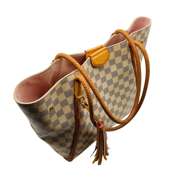 LOUIS VUITTON BEIGE DAMIER AZUR PROPRIANO MONOGRAM TOTE HANDBAG - Picture 10 of 13